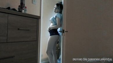 Stepdaughter Spies on Stepdad Jerking off